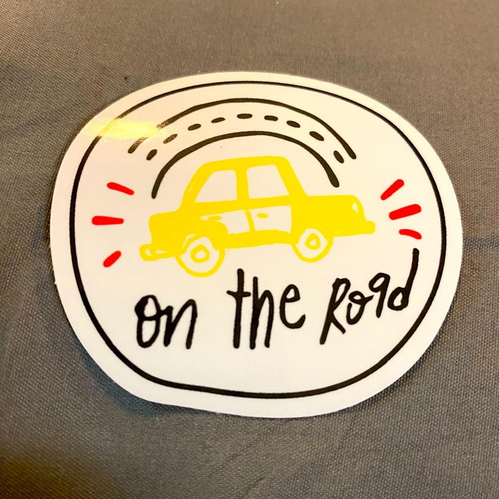 🌈20/$5🌈 Yellow Car On the Road Sticker